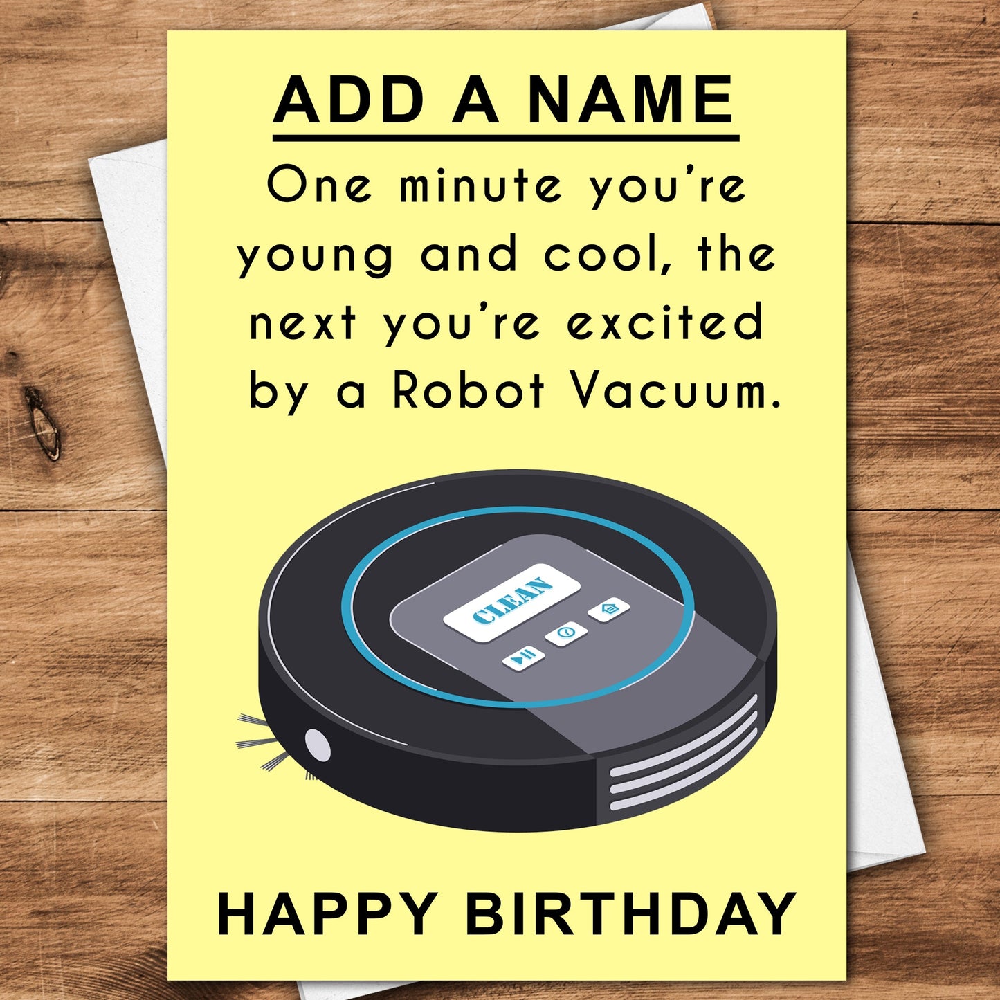 Robot Vacuum Personalised Birthday Card