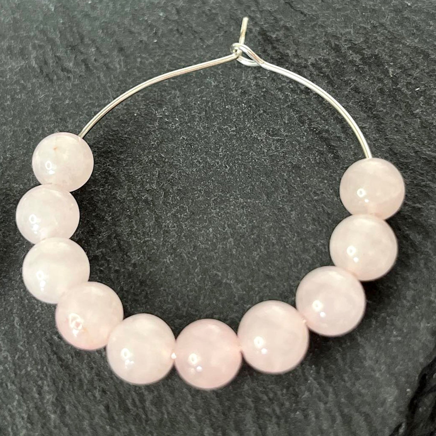 Rose Quartz Bead Hoop Earrings