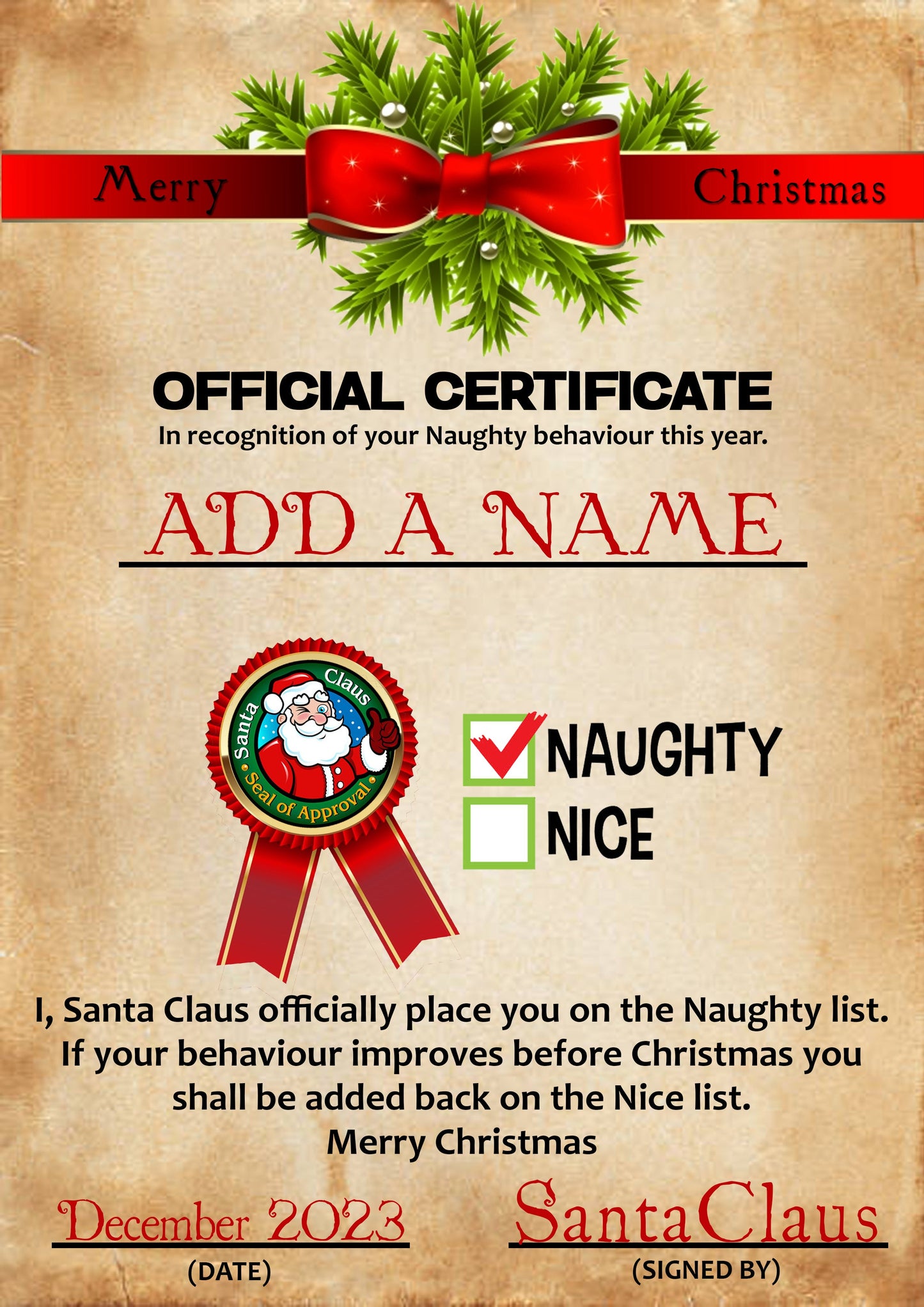 Personalised Naughty or Nice Santa Certificates – Laura Kates Store