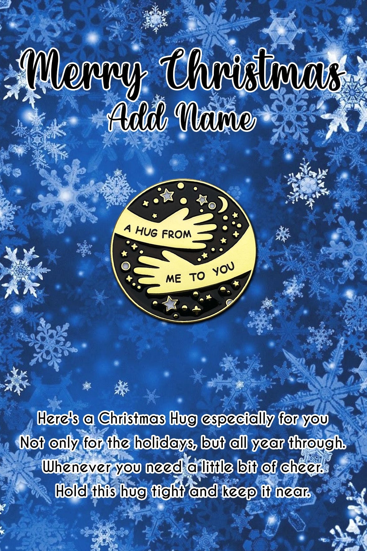 Snowflake Christmas Pocket Hug Pin Badges & Personalised Message Cards