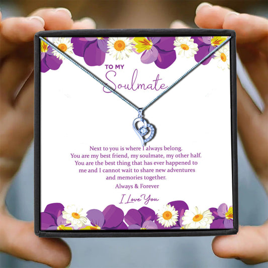 To My Soulmate - Purple Daisy Message Necklace