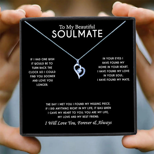 To My Beautiful Soulmate If I Could Turn Back The Clock Message Necklace