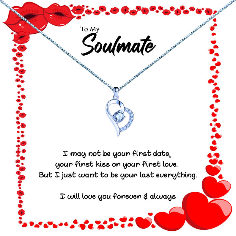 To My Soulmate - Hearts & Kisses Message Necklace