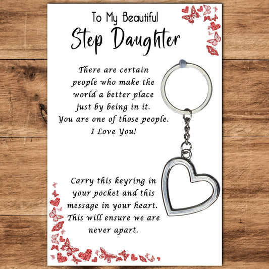 Step Daughter Heart Keyring & Message Card