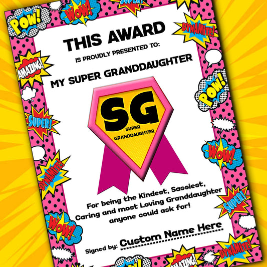 My Super Granddaughter Certificates