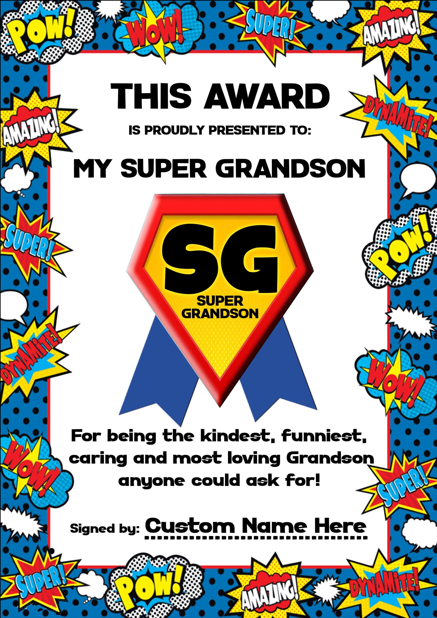 My Super Grandson Certificates