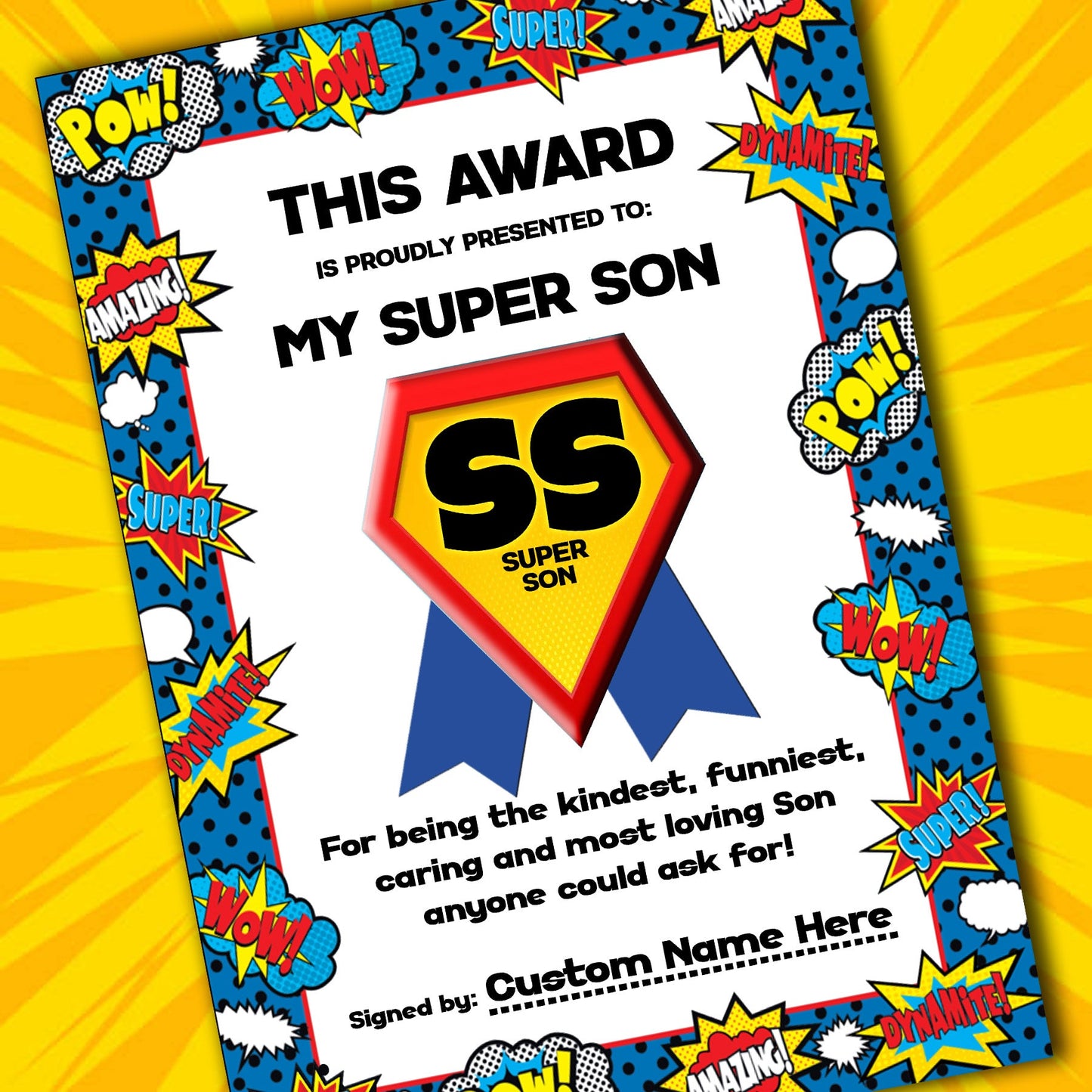 My Super Son Certificates