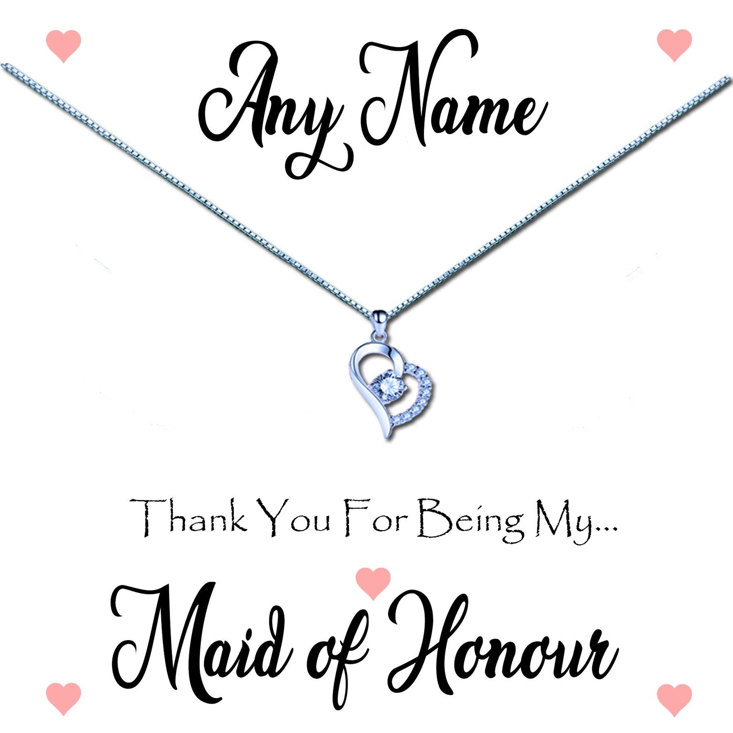 Thank you Maid of Honour Personalised Necklaces