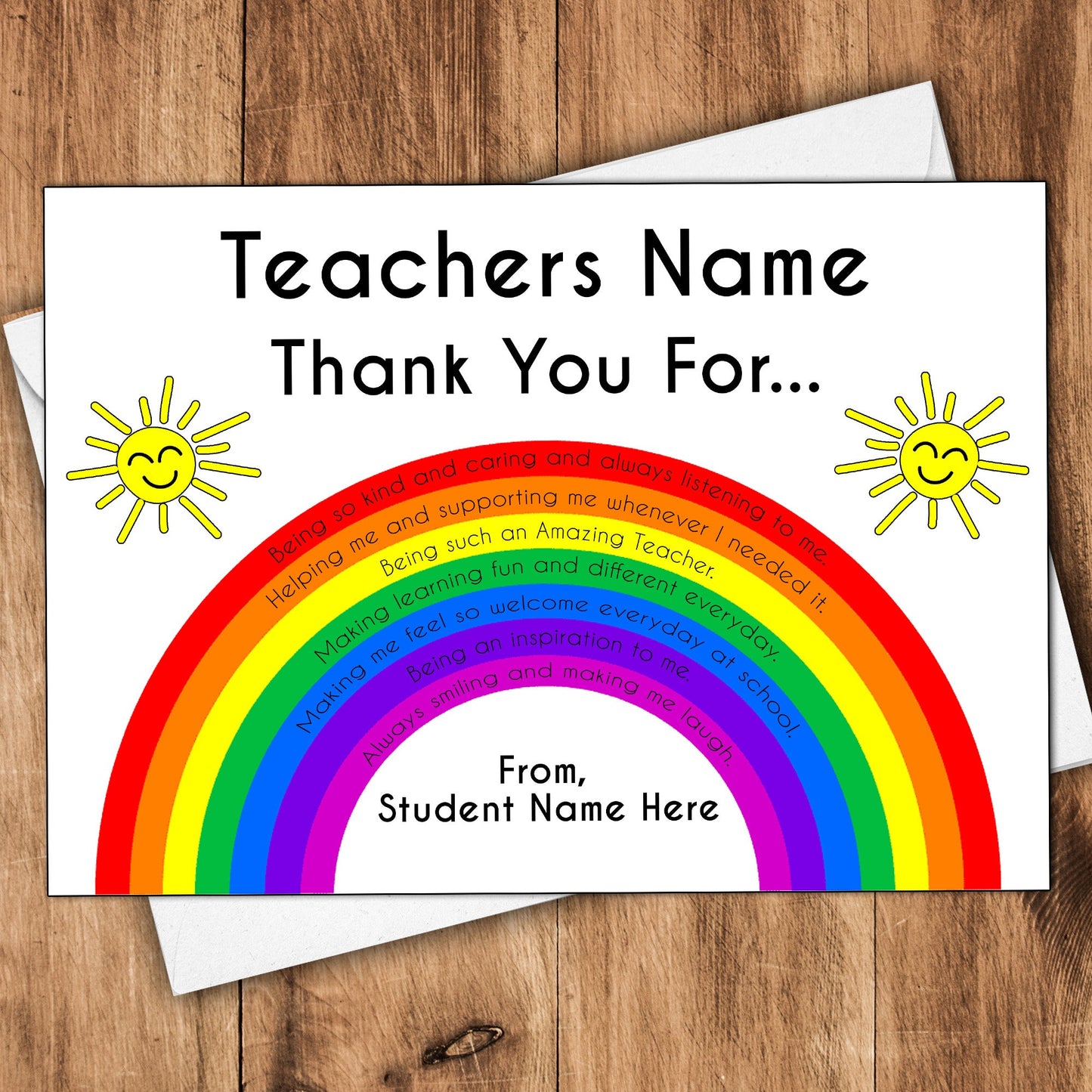 Thank You Rainbow Teachers Card