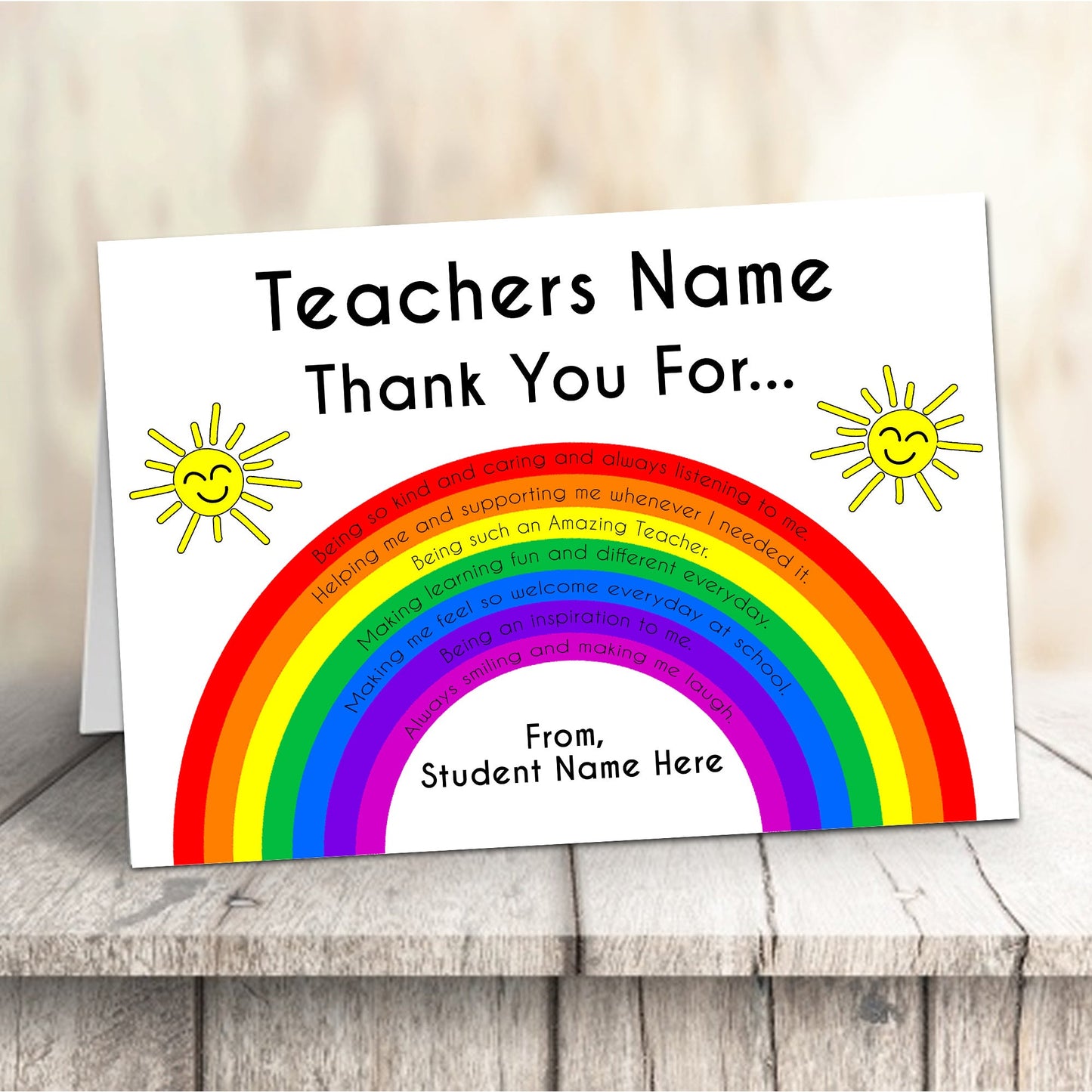 Thank You Rainbow Teachers Card