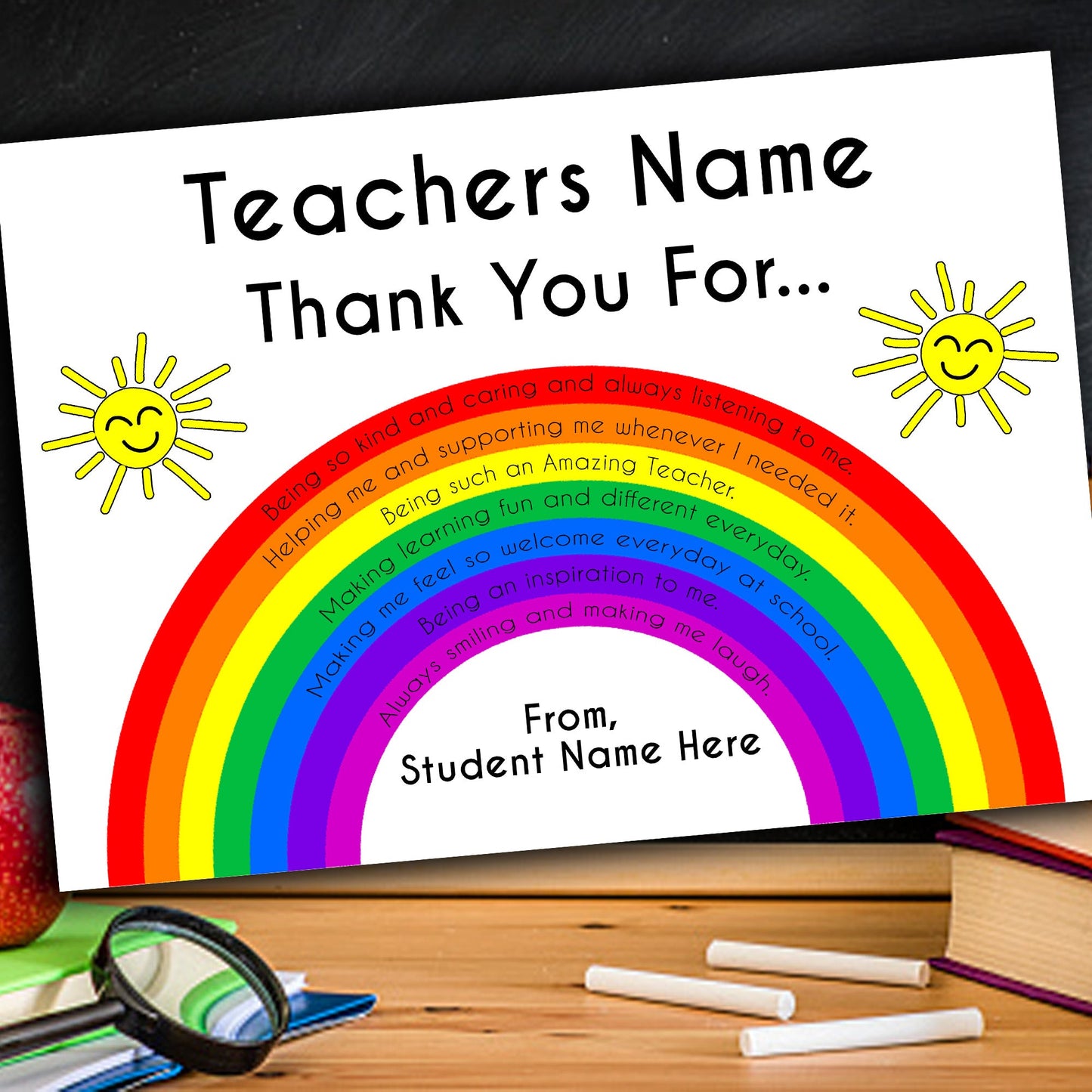 Thank You Teachers Rainbow Award Certificate