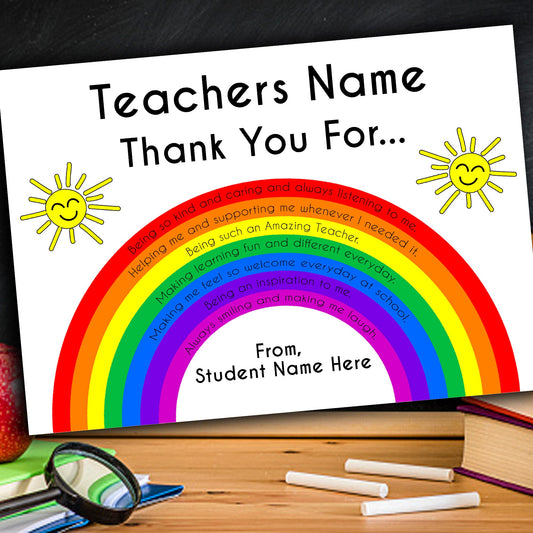 Thank You Teachers Rainbow Award Certificate