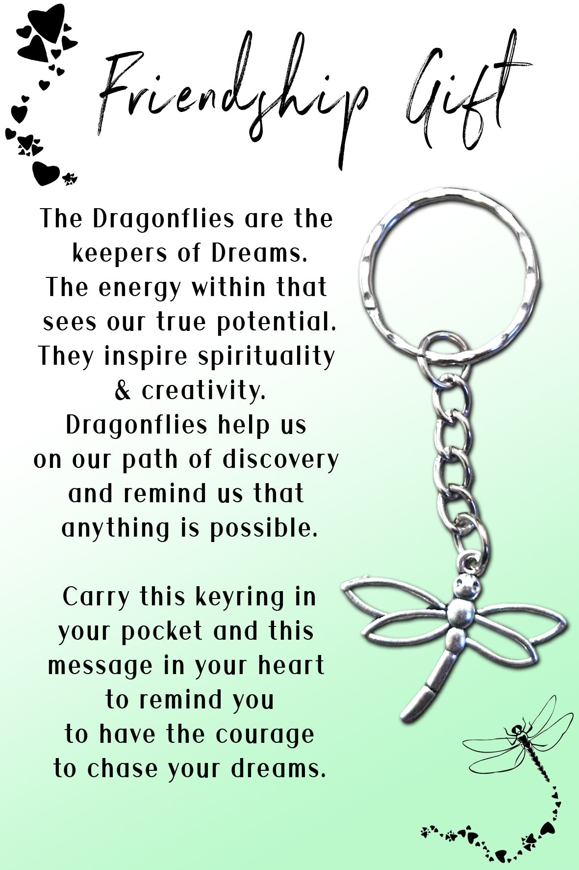 Friendship Dragonfly Keyring & Personalised Message Card