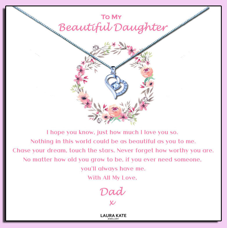 Beautiful Daughter - Floral Ring Message Necklace