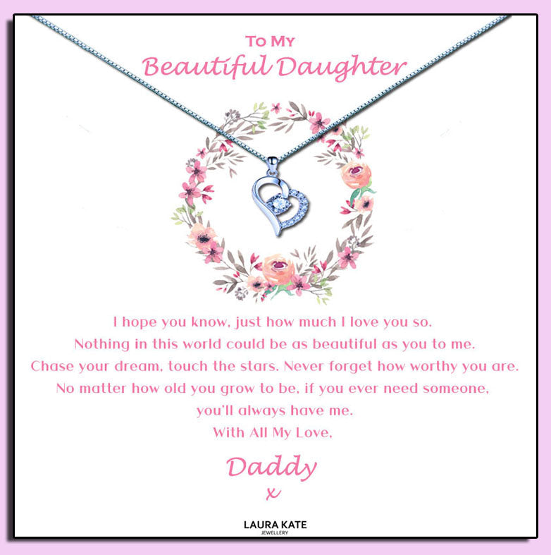 Beautiful Daughter - Floral Ring Message Necklace