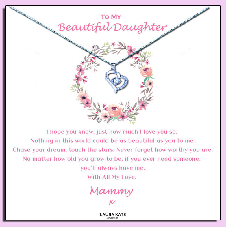 Beautiful Daughter - Floral Ring Message Necklace