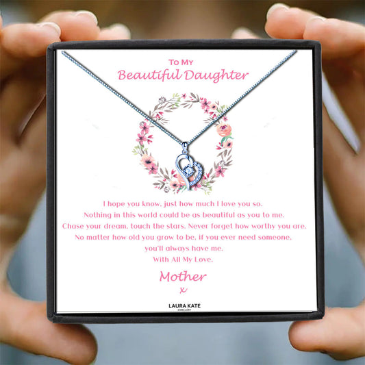 Beautiful Daughter - Floral Ring Message Necklace