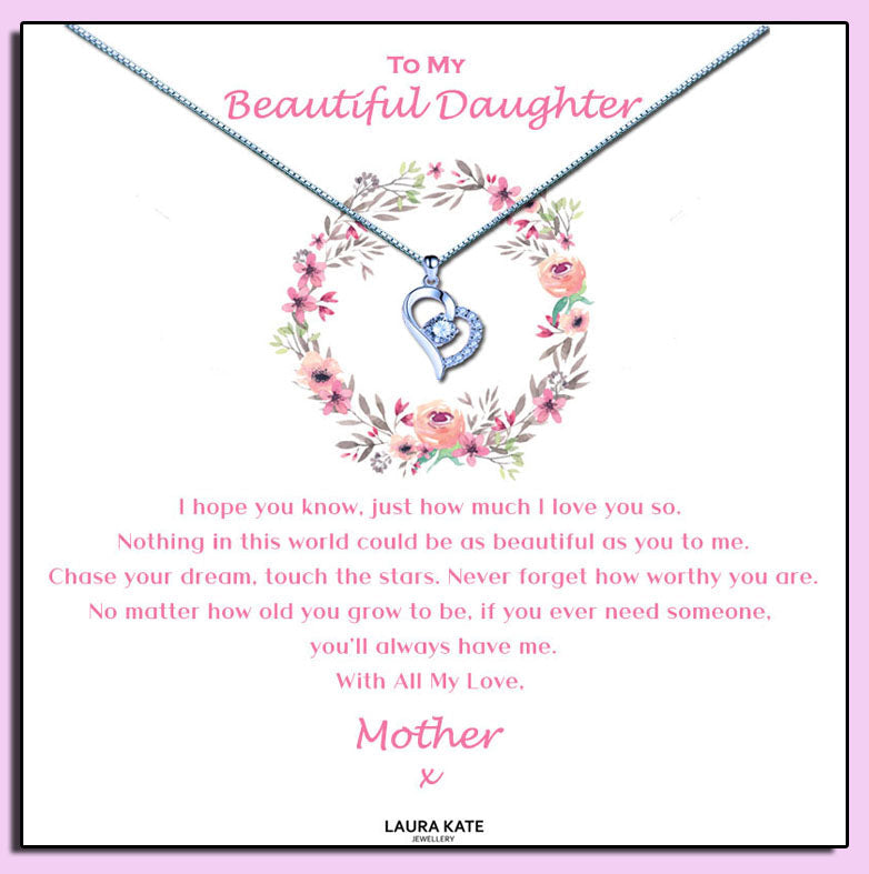 Beautiful Daughter - Floral Ring Message Necklace