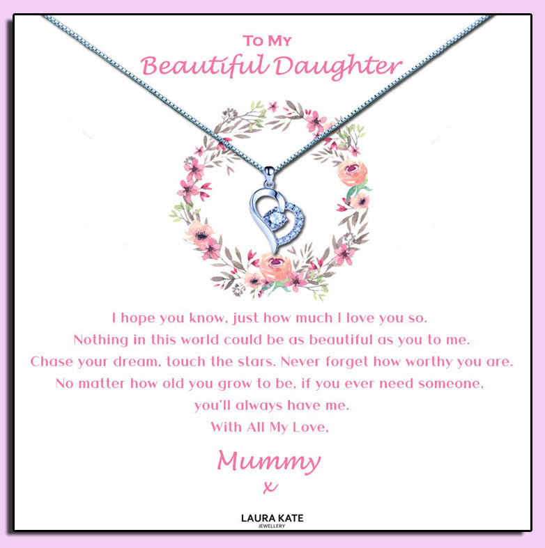 Beautiful Daughter - Floral Ring Message Necklace