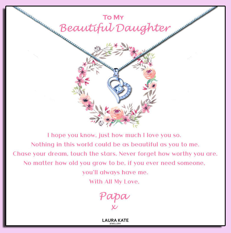 Beautiful Daughter - Floral Ring Message Necklace