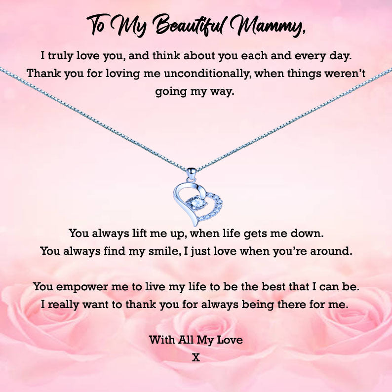 Beautiful Mother - Pink Roses Message Necklace