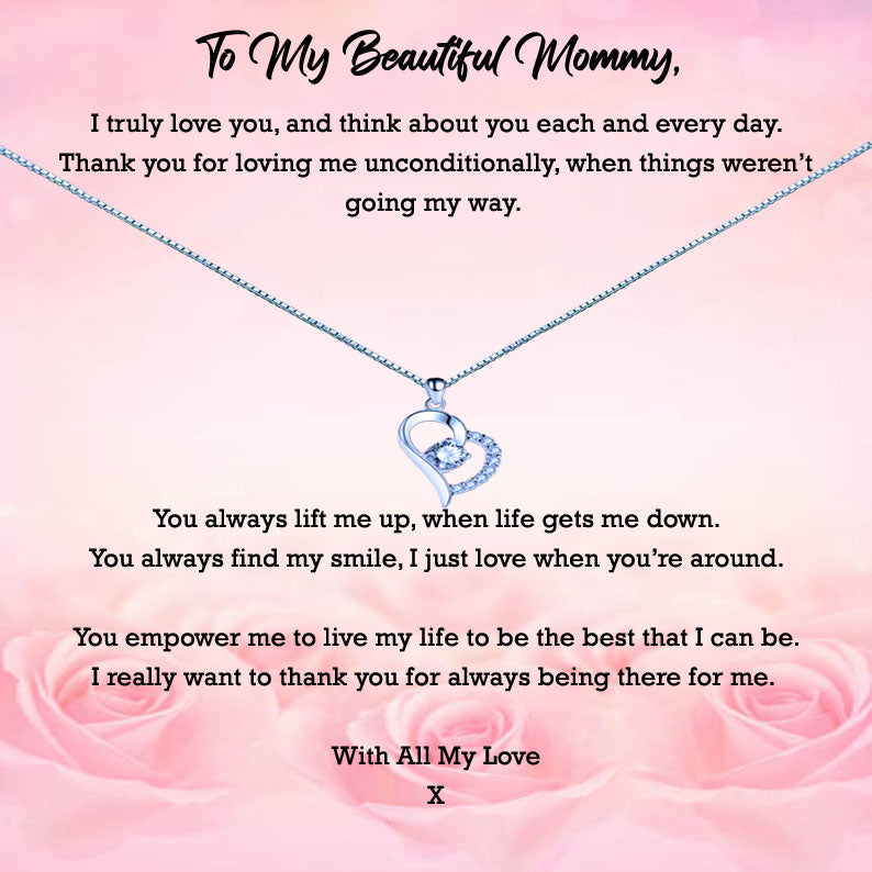 Beautiful Mother - Pink Roses Message Necklace