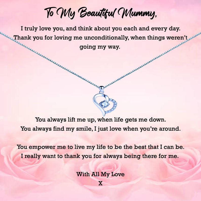 Beautiful Mother - Pink Roses Message Necklace