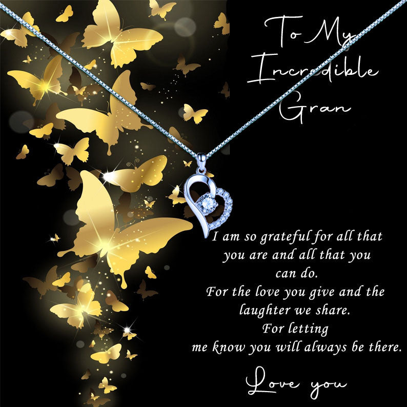 Incredible Grandmother - Gold Butterflies Message Necklace