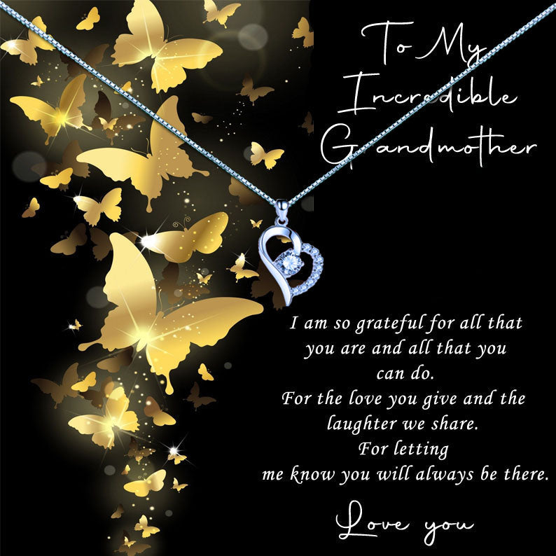 Incredible Grandmother - Gold Butterflies Message Necklace