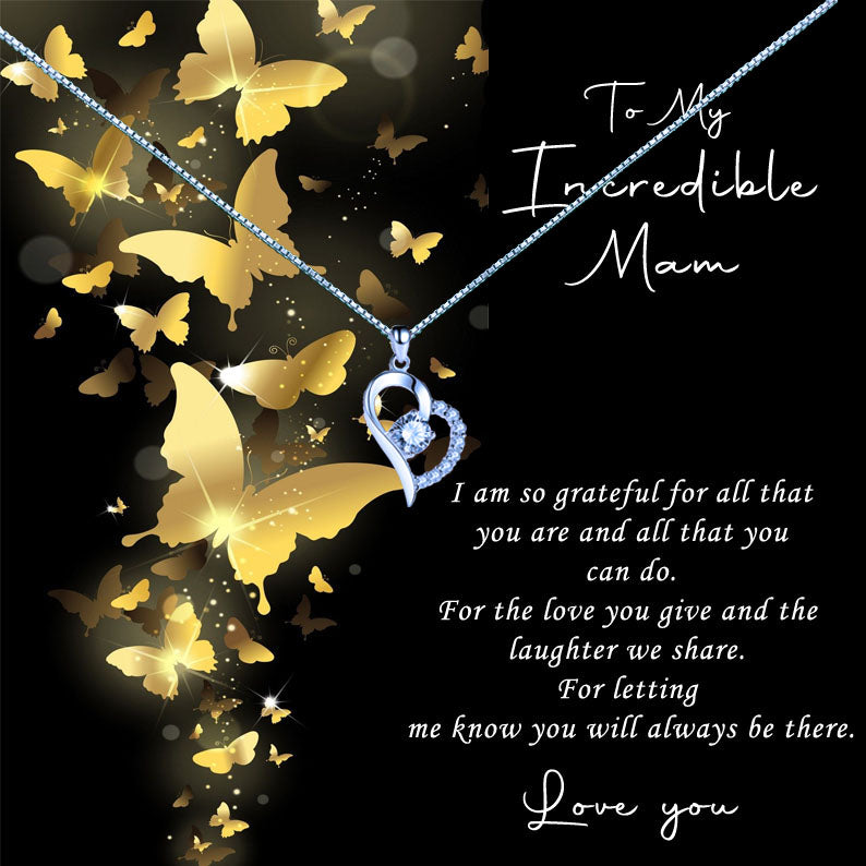 Incredible Mother - Gold Butterflies Message Necklace