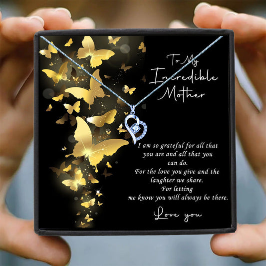 Incredible Mother - Gold Butterflies Message Necklace