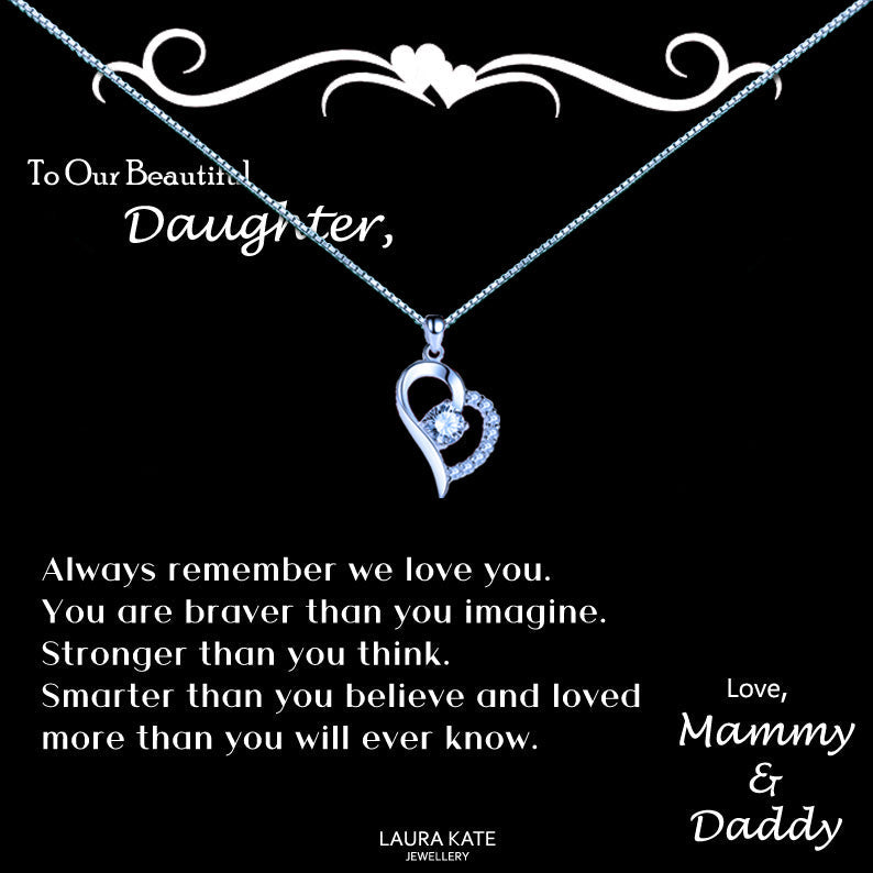 To Our Beautiful Daughter - Heart Top border Message Necklaces