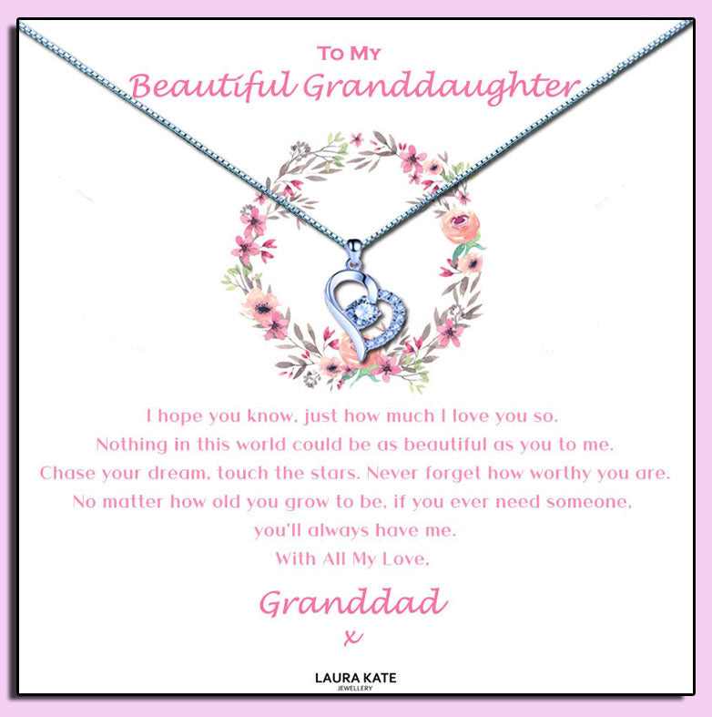 Beautiful Granddaughter - Floral Ring Message Necklace