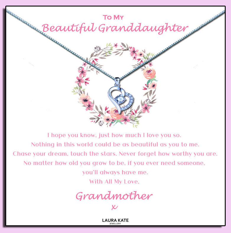 Beautiful Granddaughter - Floral Ring Message Necklace