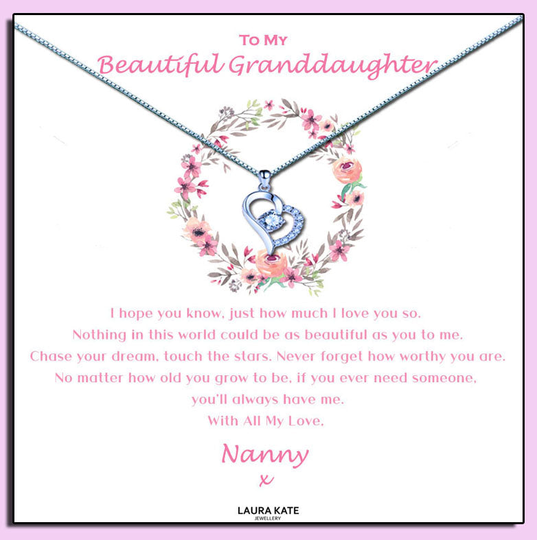 Beautiful Granddaughter - Floral Ring Message Necklace