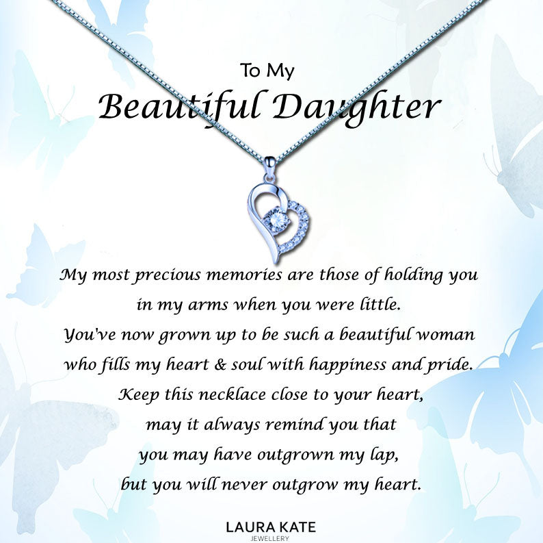 Beautiful Daughter - Blue Butterflies Message Necklace