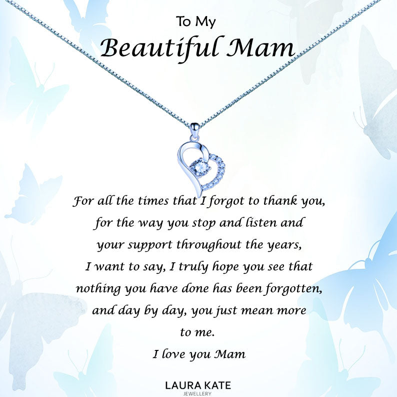 Beautiful Mother - Blue Butterflies Message Necklace