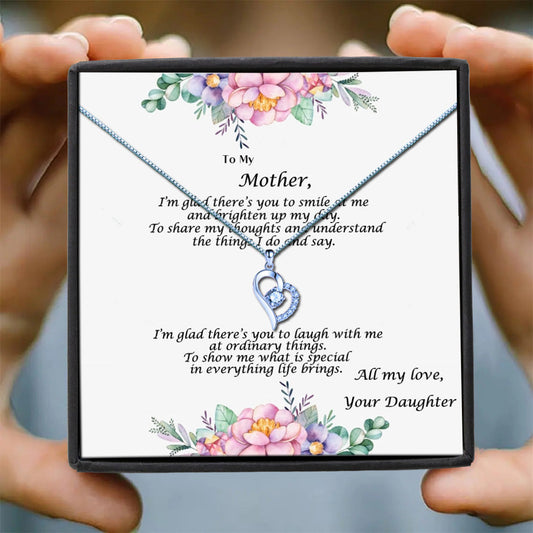 To My Mother - Floral Border Message Necklace