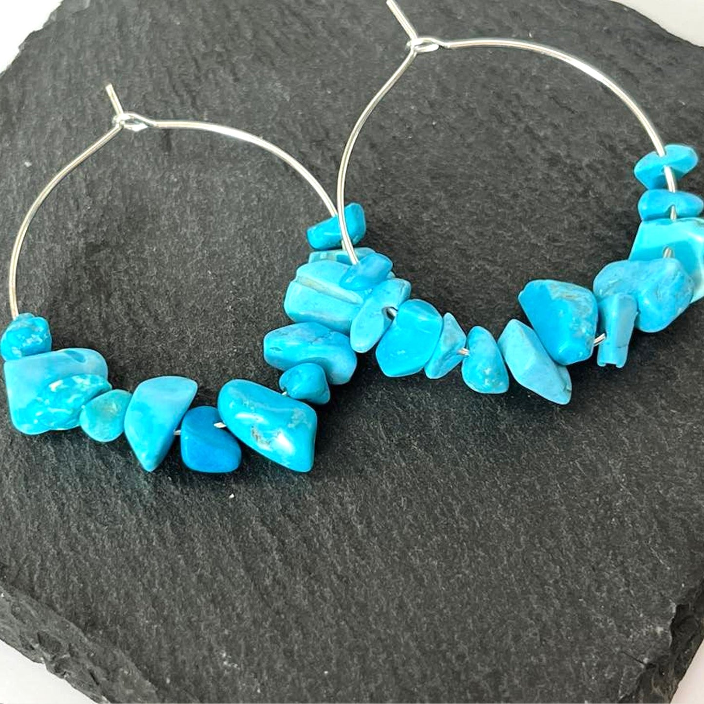 Turquoise Stone Hoop Earrings