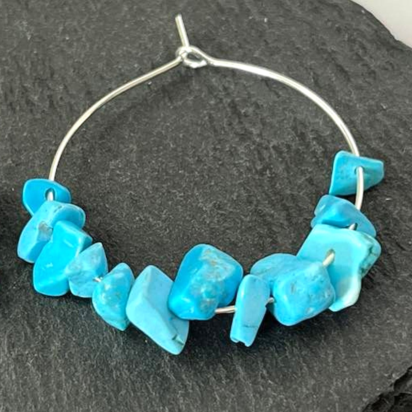 Turquoise Stone Hoop Earrings