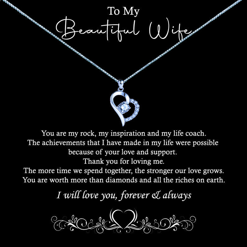 To My Beautiful Wife Message Necklace