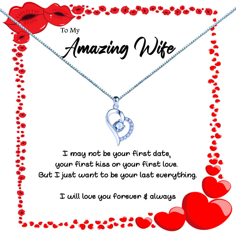 To My Amazing Wife - Hearts & Kisses Message Necklace