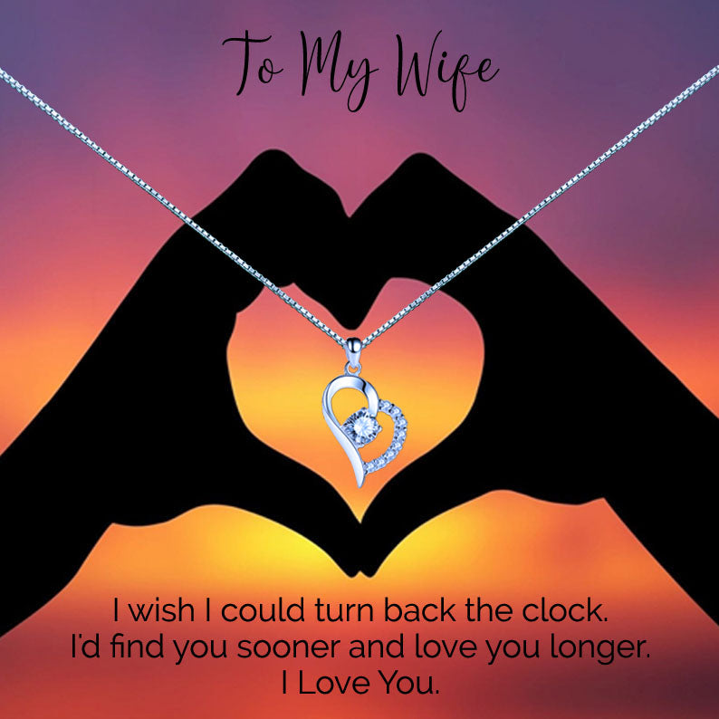 To My Wife - Sunset Heart Message Necklace