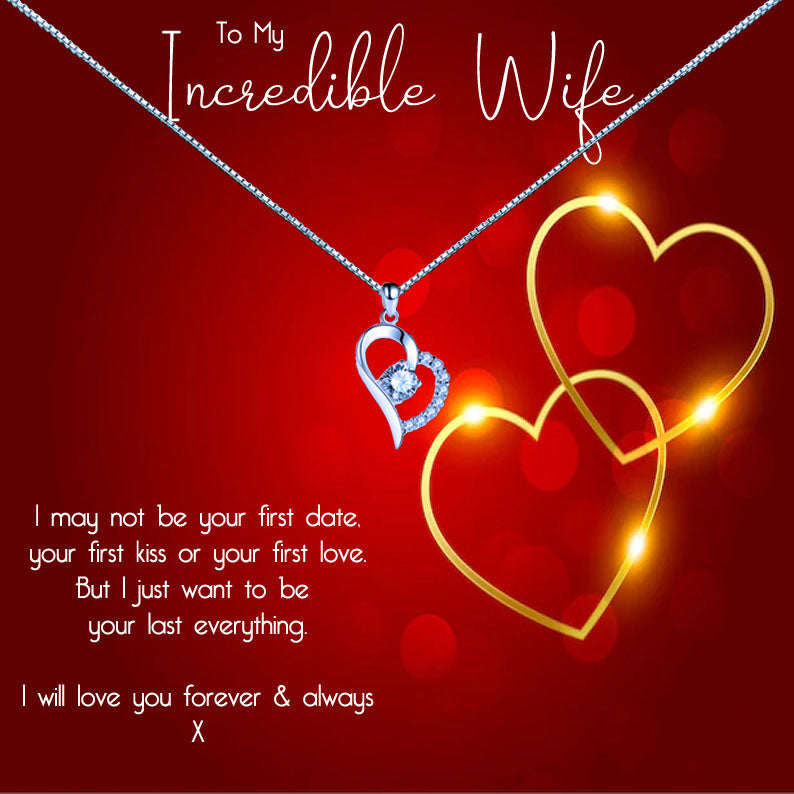 To My Incredible Wife - Romantic Red Gold Heart Message Necklace