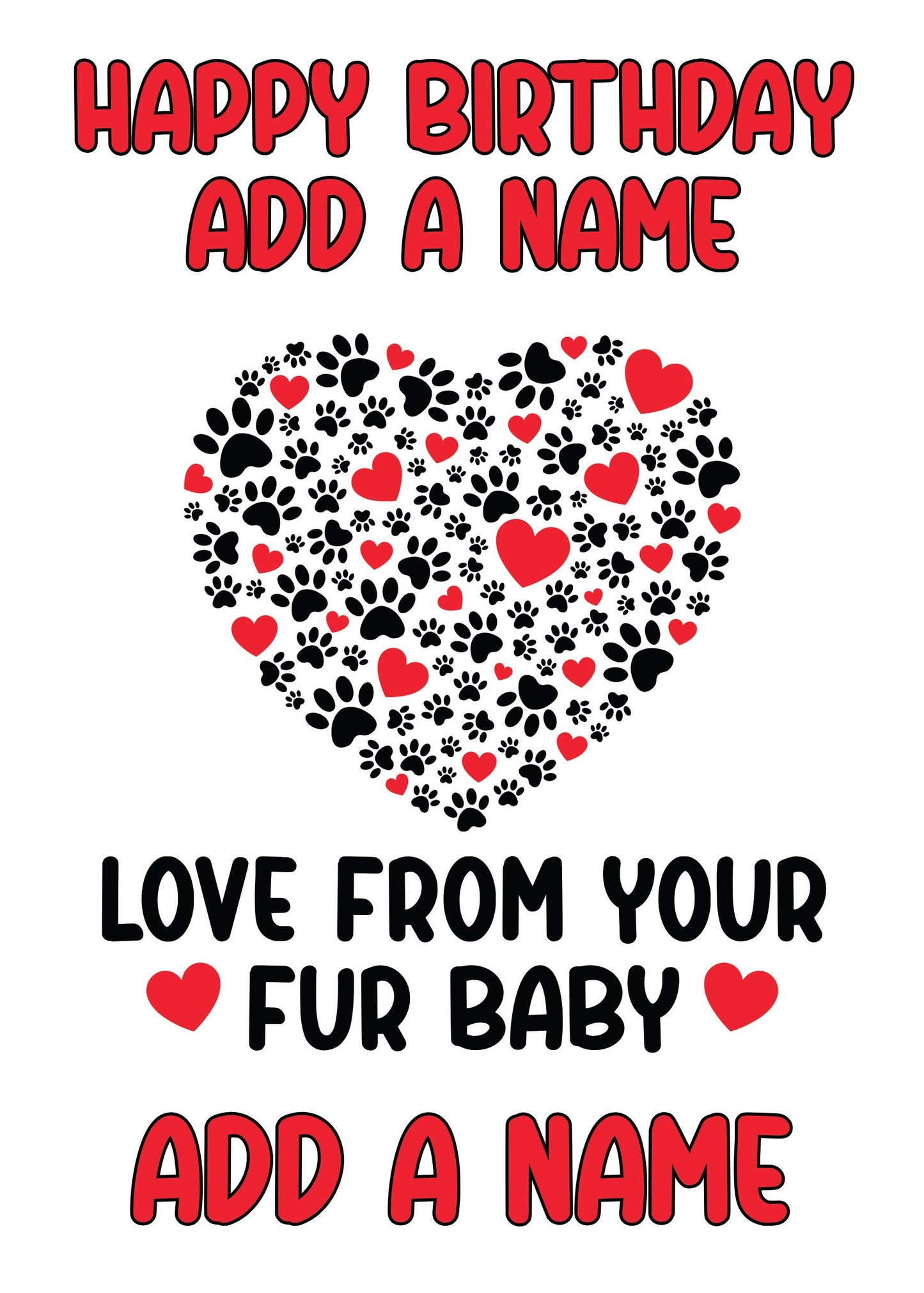 Personalised Fur Baby Birthday Card