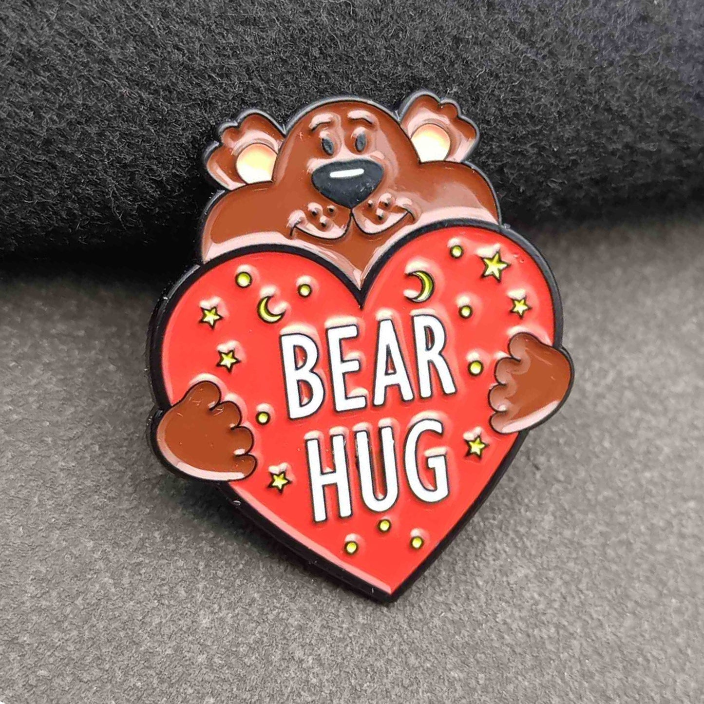 Bear Hug Red Heart Pin Badges & Personalised Goddaughter Message Cards