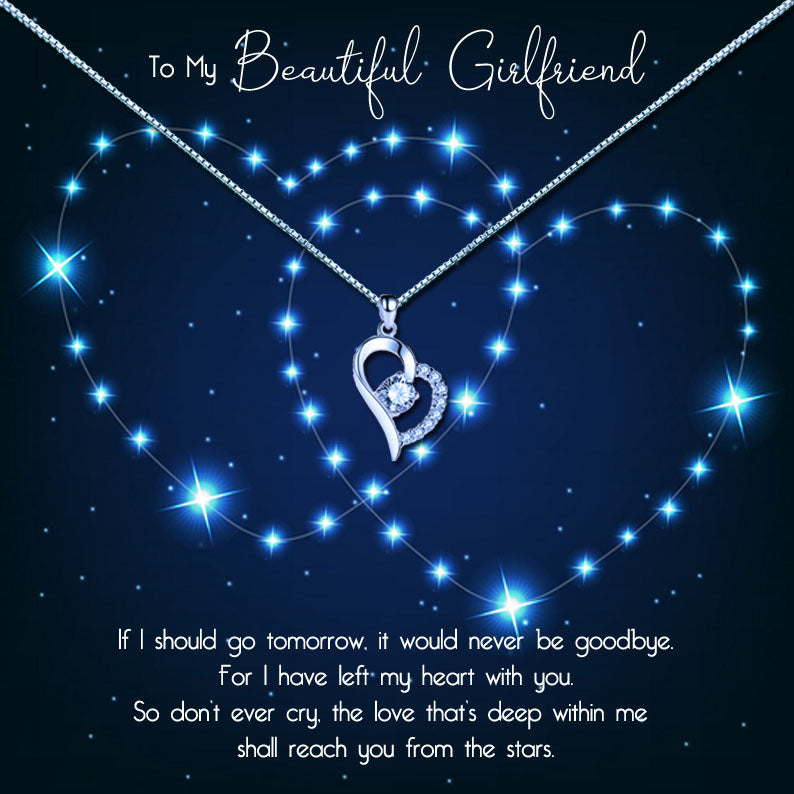 To My Beautiful Girlfriend - Heart Stars In The Sky Message Necklaces