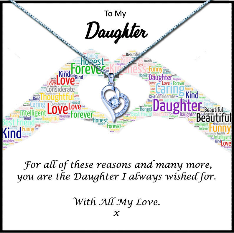 Daughter Word Art Hands Message Necklaces