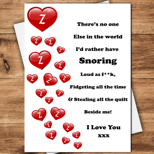 Funny Snoring Anniversary Card